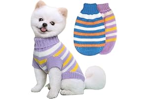 KASESSS 2Stück Hundepullover, Gestreifter Hundepullover Kleine Hunde, Gestrickt Hundekleidung Kleine Hunde, Winter Warmer Hundepulli für Kleine Hunde,Bequem und Weich Wintermantel Pullover Hund Katzen