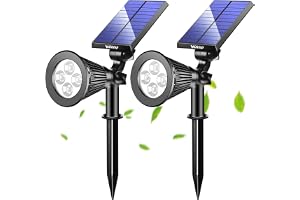 Solar Spotlight 3:e versionen, superljus LED, landskap spotlight, soldriven, vattentät för bakgård, trädgård, gräsmatta, etc. 2 x varmvit