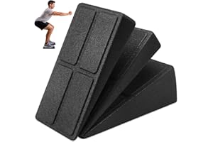 PENRUNKA 3 Piezas Cuña Sentadillas Espuma EPP Antideslizante Negro, Tablero Inclinado Squat Ajustable y Portátil, Equipo Fitness Ajuste Multiángulo para Entrenamiento Gym, Estiramiento & Fuerza Pantorrillas