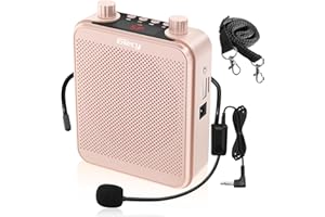 Giecy Amplificadores de Voz portátil 30W 2800 mAh batería Recargable de Gran Capacidad Sistema de PA Bluetooth para aulas, reuniones y Exteriores (Rosa Oro)