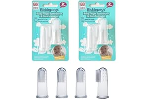 Bickiepegs Finger Toothbrush 0 Years, Baby Brush & Teething Gum Massager for Newborn, 2pcs (Pack of 2)
