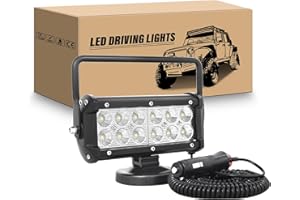 RIGIDON Faros de Trabajo 7 Pulgadas 36W con Imán, Luz LED 12V Portátil para 4x4 Off Road, Camión, Coche, Todoterreno, SUV - 6000K Blanca Antiniebla