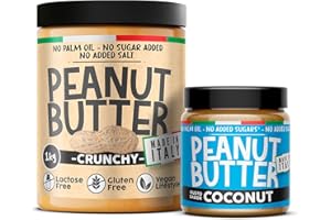 VS VITAMIN STORE BURRO DI ARACHIDI Proteico Crunchy + Coconut • Peanut Butter Crema Di Arachidi Spalmabile • Burro Arachidi 100% Naturale Senza Olio di Palma • Crema Proteica Arachidi Crema Proteica Cocco