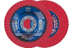PFERD POLIFAN® - Disco lamellare curvo, tipo radiale, 11,5 x 2,2 cm, grana 60, in ossido di ceramica, accessorio per saldatura e smerigliatrice angolare, per smerigliatura di acciaio e acciaio