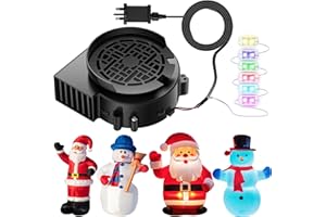 Gulfmew Christmas Inflatable Blower Replacement 1.0a Air Blower Fan with 12v 1.5a Adapter and Light String with 6 LED Bulbs Outdoor Fan for Xmas Holiday Yard Lawn Inflatable(Colored Lights,1 Pcs)