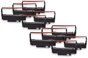 ‎VHBW vhbw 10x Farbband Schriftband kompatibel mit Bixolon SRP 275, SRP 270 Nadeldrucker, Bondrucker - Schwarz, Rot