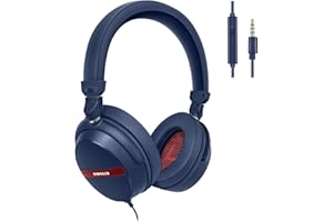 SIMOLIO Wired Headphones with Microphone and Volume Control, Over Ear Stereo and Comfortable Headsets with Adjustable Headband for Computer, Laptop, Tablet & Cell Phone SM-906M
