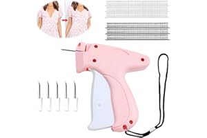 POHOVE Quick Fixer Stitchmaster, pistolet à couture mini avec 5 aiguilles et 1000 aiguilles en plastique, machine à broder vêtements (couleur : rose + blanc)