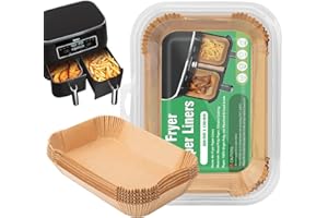 MAGEDON 100PCS Ninja Dual Air Fryer Liners Disposable, Food Grade Parchment Paper Liner for Ninja AF300UK AF400UK. Air Fryer Accessories Baking Paper for Ninja Foodi, Tower, Ninja Air Fryer Liners 7.6L-9.5L