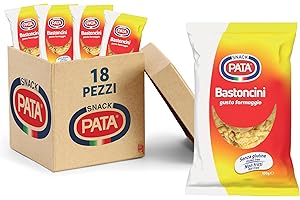 PATATINE PATA PATA | Bastoncini di Mais al Formaggio, Senza Glutine, con Olio di Semi di Girasole Alto Oleico, Non Fritti, Senza Glutammato, 18x100g