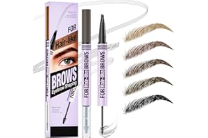 ORUAGMEL Eyebrow Pencil, Microblading Eyebrow Pen with Gel, 2-in-1 Dual-Ended Eye Brow Pencil with 4 Fork Tip, Waterproof Brow Pencil for Natural Makeup, Precise, Shapes, Long-Lasting (Dark Brown)