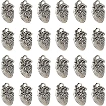 30 Ciondoli Cuore Anatomico Gotico - Per Gioielli Fai Da Te, Smalto Rosso