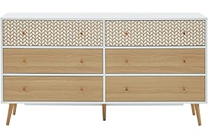 BAÏTA Capuchine Cómoda, Madera, Roble y Blanco, L150cm