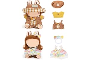 (2 Confezione) XMBYGY Abbigliamento Bambola per Labubu (per Piedi/Seduta 17/15cm Bambola)(NO Bambola) - Accessori Vestiti per Bambole Outfit Abbigliamento Gonna e Cappello per Ragazze e Donna