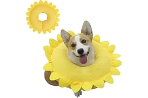 IEUUMLER Inflatable Recovery Dog Collar, Protective Doughnut Neck Cone, Adjustable Soft Collar for Dog and Cat After Surgery Prevent from Biting & Scratching FC010 (XL, Sunflower)
