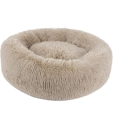 Plsch Haustierbett Mit Rutschfester Unterseite Mateju Hundebett Flauschig  Donut  Weiches Plschbett Mit Rutschfester Unterseite, Fr Hunde & Katzen  (Hellblau, 70 Cm) Hundebett Klein