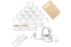 PAMIYO 24 Stück Döschen, 15ml Leerdose klarer Tiegel, Cremedose Leer Transparent Tiegel mit Schraubverschluss Reise Töpfchen Döschen Set, für Lotion, Creme, Mini-Kerzen, Kosmetik-(Transparent)