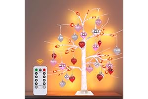 MACTING Valentines Day Decor Fairy Light Spirit Tree, Valentines Decorations Twinkling Tree, Birch Trees With 24 Love Pendant, USB, Remote Control with Timer, Indoor Bedroom Tabletop Lighting