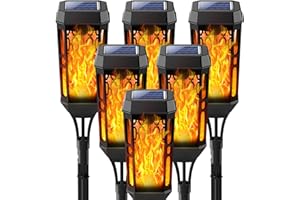 Joltix Solar Lights, 6 Pack Solar Flame Lights, IP65 Waterproof Solar Flickering Dancing Lights,Landscape Lighting Auto On/Off for Outdoor Garden Patio Pathway Yard Driveway Halloween Decorative.