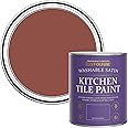 Rust-Oleum Red water resistant Kitchen Tile Paint in Satin Finish - Fire Brick 750ml