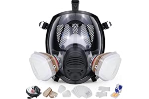 Zelbuck Masque à Gaz Masque Anti Poussiere Masque de Protection Masque Respiratoire Intégral Réutilisable avec Filtres Masque Peinture pour Peinture, Travaux, Bricolage, Ponçage