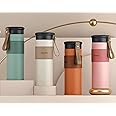 SQUARE LEAF - 304 Stainless Steel Insulated Bottle with Leather Strap Silicon Sleeve for Grip, Keeping Water Tea Coffee Milk Juice Hot or Cold, Home Office Gym Travelling - (500 ml-Pure Pink)