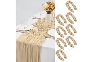 LYAFS Pack of 8 Cheesecloth Table Runners Beige, 90 x 300 cm Cheesecloth Table Runner Washable Gauze Fabric Boho Table Runner Cheesecloth Table Decoration for Wedding Bridal Shower Reception Festival