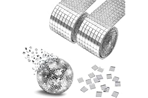 JOYIAL 2 rotoli di piastrelle autoadesive per mosaico, specchi quadrati in vetro, 5 x 5 mm, mosaico, piastrelle da discoteca, mini specchio per KTV, casa, fai da te (argento)