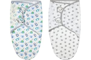 Vicloon Baby Swaddle Coperta, 2Pcs Copertina Avvolgente Regolabile per Neonato, Sacco Nanna Swaddle per Bebè, Copertina Fasciante Sacchi Nanna in Morbido Cotone per Neonati