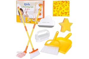 MASTERTOP Kids Cleaning Set, Toy Cleaning Set for Toddlers, Children Pretend Play Set with Mop Broom Brush Dustpan Rag and Glass Scraper, 8pcs Childrens Toys for Girls Boys