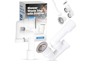 INSTALGURU Kanała Sifonowy do Kabiny Prysznicowej 50mm z Metalowym Siatkiem Odpływ Kabiny Prysznicowej System Kanalizacyjny Sifon do Kabiny Prysznicowej Zestaw Odpływowy Uszczelnienie Przeciwprzepływowe Systemy