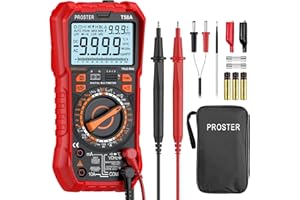 Proster Multimetro Digitale 9999 Counts 10A 1000V TRMS con LOZ NCV HFE a Infrarossi Misuratore di Tensione Corrente Resistenza Capacità Frequenza Temperatura Ampio Display con Illuminazione e Supporto
