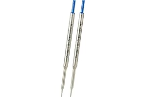 Online 2 x wkład wymienny do długopisu, standardowy wkład o dużej pojemności w formacie G1, grubość kreski M (średnia), kolor czcionki niebieski, odporny na dokumenty, ISO 12757-2 G1