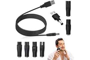 NAZAZ Chargeur de Rasoir 5V, Kit d'Adaptateur d'Alimentation Polyvalent avec 7 Embouts Connecteurs - Câble USB vers DC pour Une Variété Rasoirs, Tondeuse à cheveux, Aspirateur