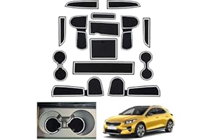 GAFAT Ki-a Ceed SW GT Proceed GT/XCeed GT 2018-2022 2023 Tappetini Antiscivolo per Console Centrale, Tappetino in Gomma, Bracciolo, Portabicchieri, Cuciture per Porta (Bianco)