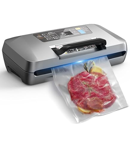 Mesliese Machine Sous Vide 90KPa 6-en-1 - Emballeuse Alimentaire Avec 2 Rouleaux Et 5 Sacs (Argent)