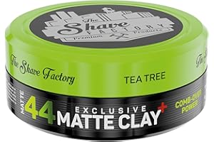SHAVING FACTORY The Shave Factory Exclusive 44 Matte Clay - Tenuta extra forte con Tea Tree, finitura opaca per tutto il giorno, aggiunge volume e consistenza, senza appiccicosità o residui - 150 ml