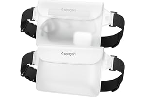 Spigen Aqua Shield Waterproof Dry Bag, [Quad Seal Tech] [Non-Toxic TPU Material] IPX8 Waterproof Bags with Adjustable Waist Strap for Paddle Boarding, Fishing, Kayaking, and Camping - Snow White