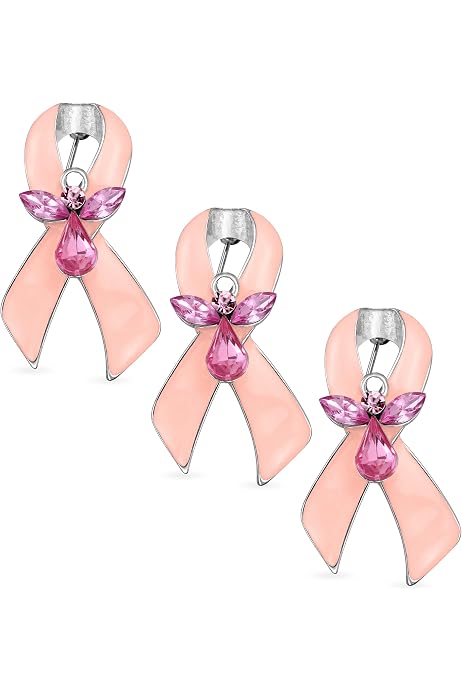 Pin's Ruban Rose En Cristal - Broche De Sensibilisation Au Cancer Du Sein Pour Femme, Symbole De Soutien