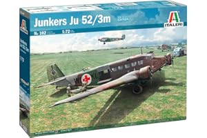Italeri 0102 1:72 Ju-52/3 m - Kit per modellismo, costruzione a pavimento, fai da te, hobby, incollaggio, kit di costruzione in plastica, fedele ai dettagli, militare, multicolore