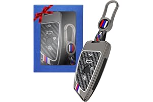 YUMZECO TTCR-II Alliage de Zinc Coque de clé Compatible avec 2 3 5 7 Series X1 X3 X4 X5 X6 F15 F16 F45 F48 G01 G02 G30 G32, 4 Boutons G30 Étui clés Fibre de Carbone