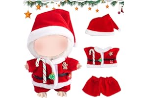 BAISHUWU Weihnachtskleidung für 17 cm große Puppen, 3PCS Bekleidung für 17cm Plüsch, Kuscheltier Kleidung Outfit nur Bekleidungs zubehör, Weihnachtskleidung für 17cm Puppen, Geschenke für Weihnachtskleidung