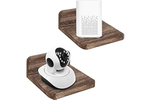 BEARUT Wall Mounted Speaker Stand Holder Floating Shelf, Monitor Camera Holder Small Shelf for Bluetooth Speaker Webcam Cell Phones Mesh Router Toy Display Cable Boxes by Wood (2 Pack)