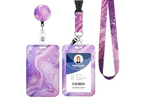 ZREBCLEY Porte Badge Cordon Tour de Cou, Porte-cartes avec Swivel Lobster Clasp Rétractable pour Cartes d'transport d'étudiant d'infirmière, Carte de Bureau (Motif ondulé rose)