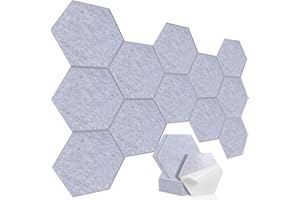 OUYANKA Hexagon Akustikplatten Selbstklebend 12 Packungen Schallabsorber Wand Absorber Schallschutz mit hoher Dichte für Decken-/Tür-/Wanddekoration 30x26x0,9cm Akustikpaneele Wand Akustikschaumstoff