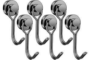 GGTTNRT Magnetic Hooks, 31Lb Magnet Hooks, Strong Magnetic Hooks for Fridge, Magnet Hooks for Hanging, Camping, Kitchen (Black, 6PCS)