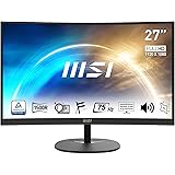 MSI PRO MP271CA Monitor curvo da 27” Full HD - Pannello VA 1500R 1920x1080, 75Hz, schermo eye-friendly, contrasto 4000:1, spe