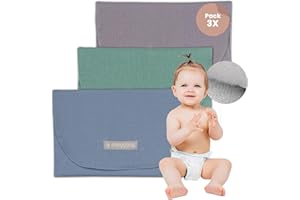 MIMUSELINA - 3X Bolsa Impermeable Bebe Guarderia para Muda | Bolsa Pañales y Toallitas Bebe | Organizador Ropa Bebe | Bolsa Tela Impermeable Ideal como Bolsa Muda Bebe (Azul/Gris/Menta)