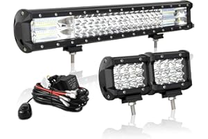 AUXTINGS 50 cm 288W 3 Filas Barra LED Offroad Barra de luz LED+10 cm LED Luces de Trabajo con 12V Cableado Haz Spot y Flood LED Luces de Trabajo para Tractor Coche Camión Barco 4x4 ATV, Impermeable