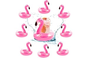 LUYANFX Flamant Rose Porte Gobelet Gonflable Piscine Bouée Flamant Rose Flottant 8 Pièces sous-Verres à Eau Gonflables Jouets de Bain Enfants pour Canettes de Bière, Gobelets de Boissons